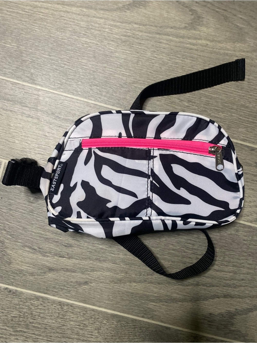 Eastport vintage Zebra Print Waist Bag with Hot Pink Zip